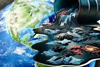 Graphic design that illustrates the pollution generated by the textile industry on the planet