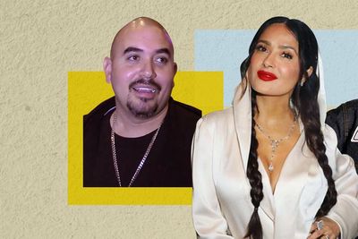 A collage featuring Latinos who are often typecasted in Hollywood: Noel Gugliemi, Salma Hayek, Danny Trejo and Sofia Vergara