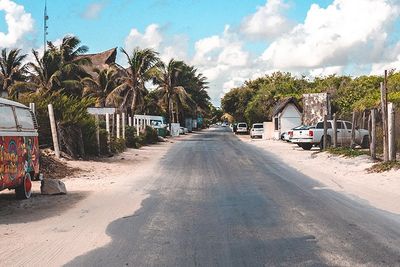 one of the only streets in Tulum Beach