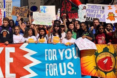 Young people on strike demanding action towards reducing environmental impact. Source: Instagram.