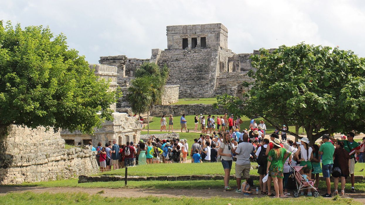 Tourists visiting the Tulum ruins